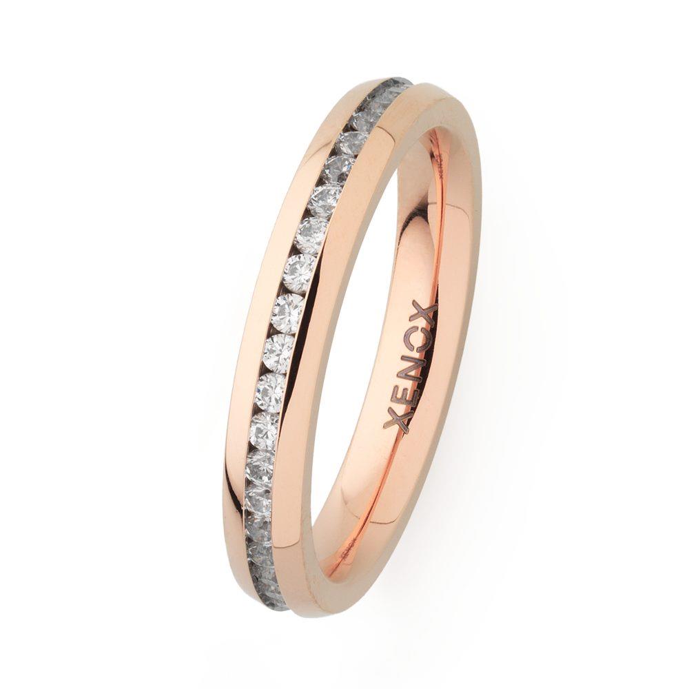 Xenox Ring X2302/48 Edelstahl rosevergoldet