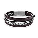 Xenox Armband X4530 Edelstahl Leder 22cm