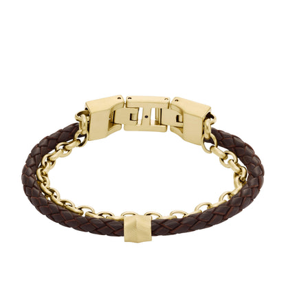 Fossil Herrenarmband JF04555710 Edelstahl Leder