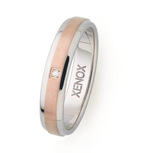 Xenox Ring X2545/52 Edelstahl rosevergoldet