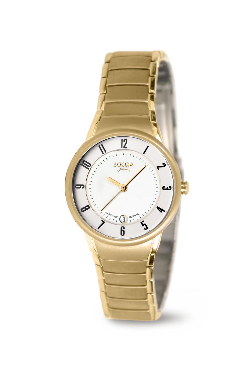 Boccia Damenuhr 3158-05 Titan vergoldet