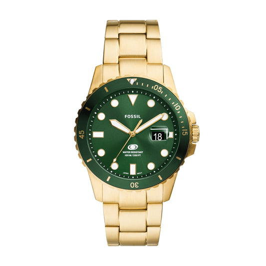 Herrenarmbanduhr Fossil FS6030 Edelstahl vergoldet