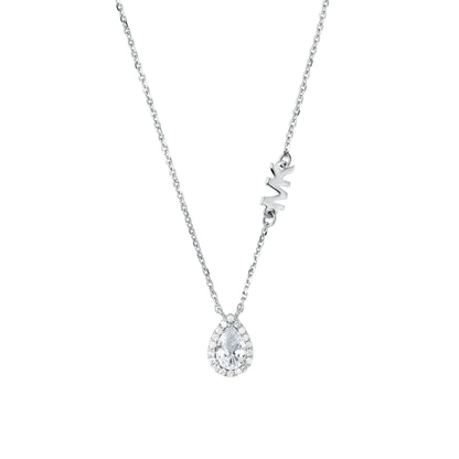 PEAR HALO NECK CLRSILVER