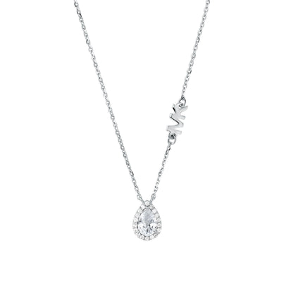 PEAR HALO NECK CLRSILVER