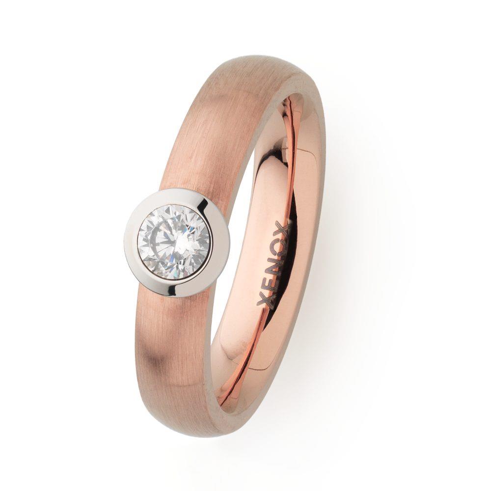 Xenox Ring X2352R/60 Edelstahl rosevergoldet
