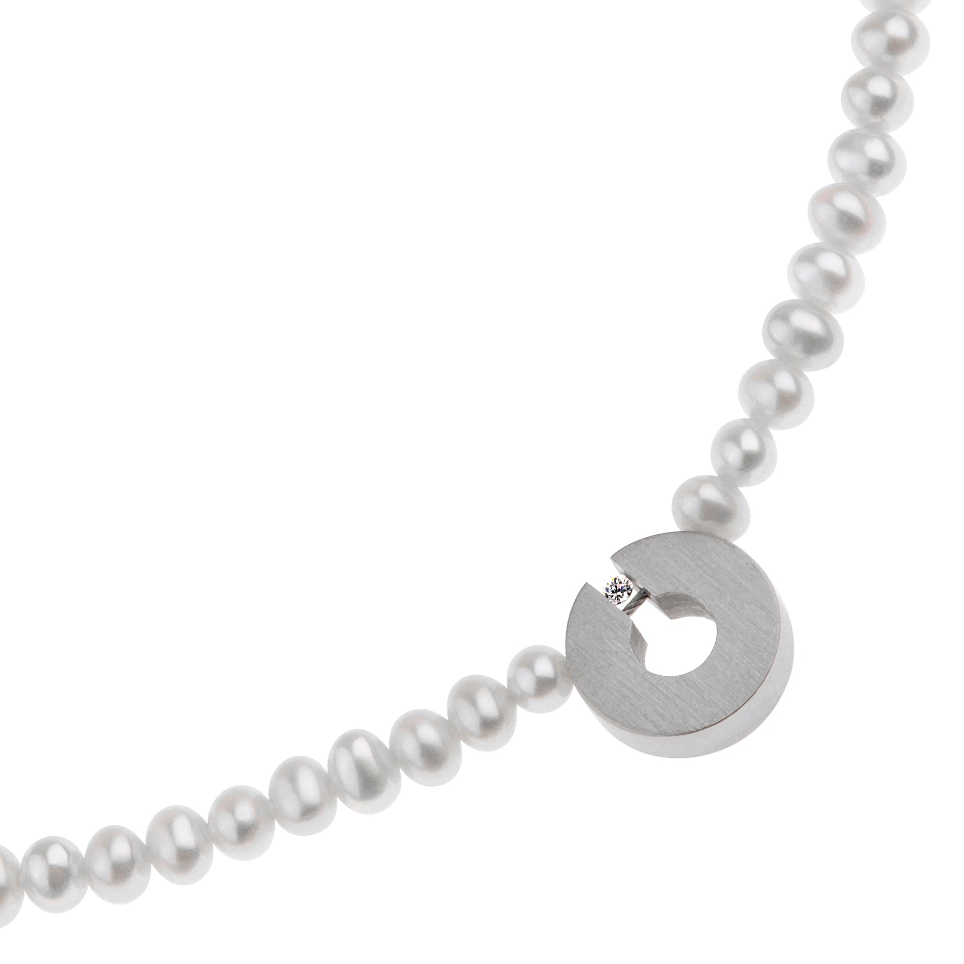 Ernstes Design Kette K73 Edelstahl SW Perle