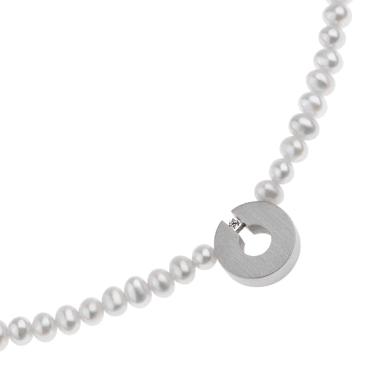 Ernstes Design Kette K73 Edelstahl SW Perle